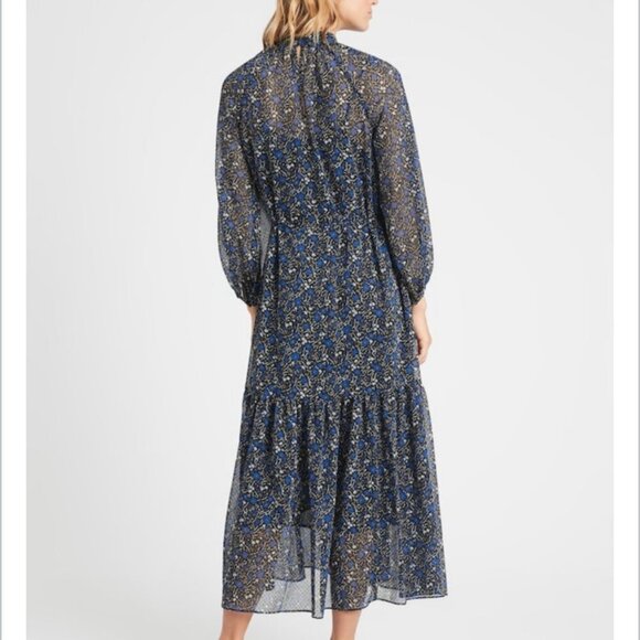 NWT Banana Republic Black/Blue Floral Velvet Dot Maxi Dress in Women's 16 - Picture 12 of 16